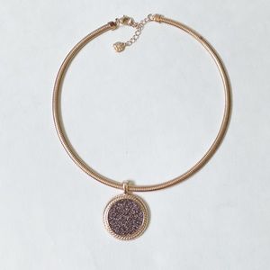 Elegant Gold Glitter Silver circle pendant necklace